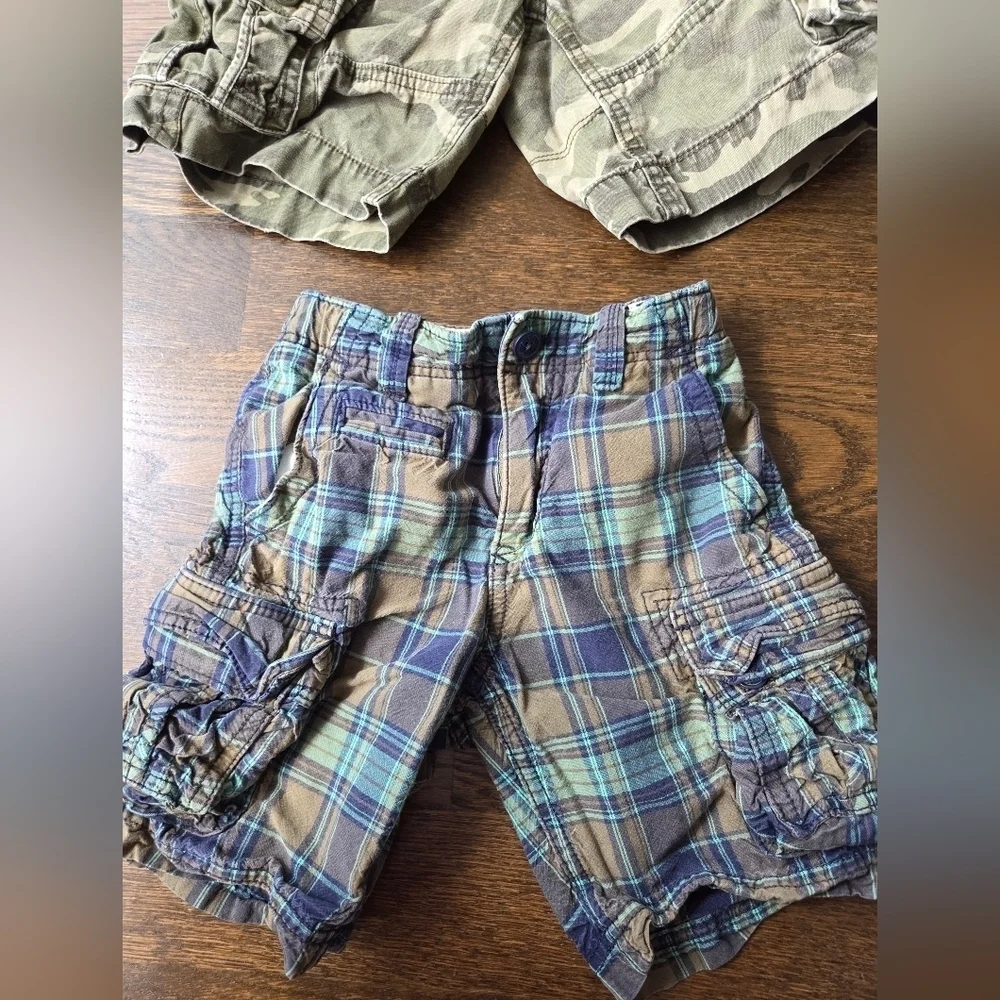 GAP Kids Camouflage and Plaid Cargo Shorts Set Of 2